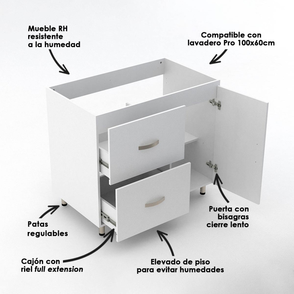 RH MUEBLE LVR PRO CANTO 2MM 100x60 BLANCO