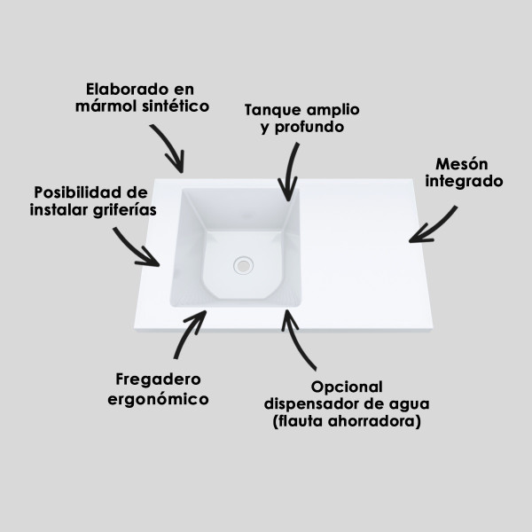 LAVADERO PRO 100X60CM / IZQUIERDO