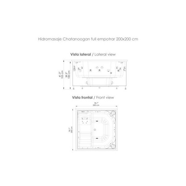 JACUZZI - HIDROMASAJE CHATTANOOGAN 200X200 BLANCO (6P)