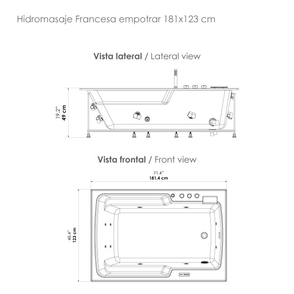 JACUZZI HIDROMASAJE FRANCESA EMPOTRAR (2P)