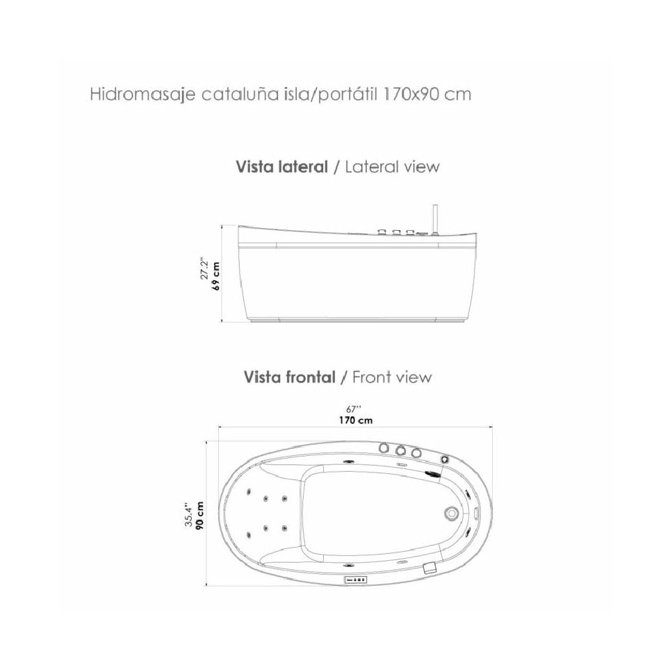 JACUZZI - HIDROMASAJE CATALUÑA 170X90 EMPOTRAR