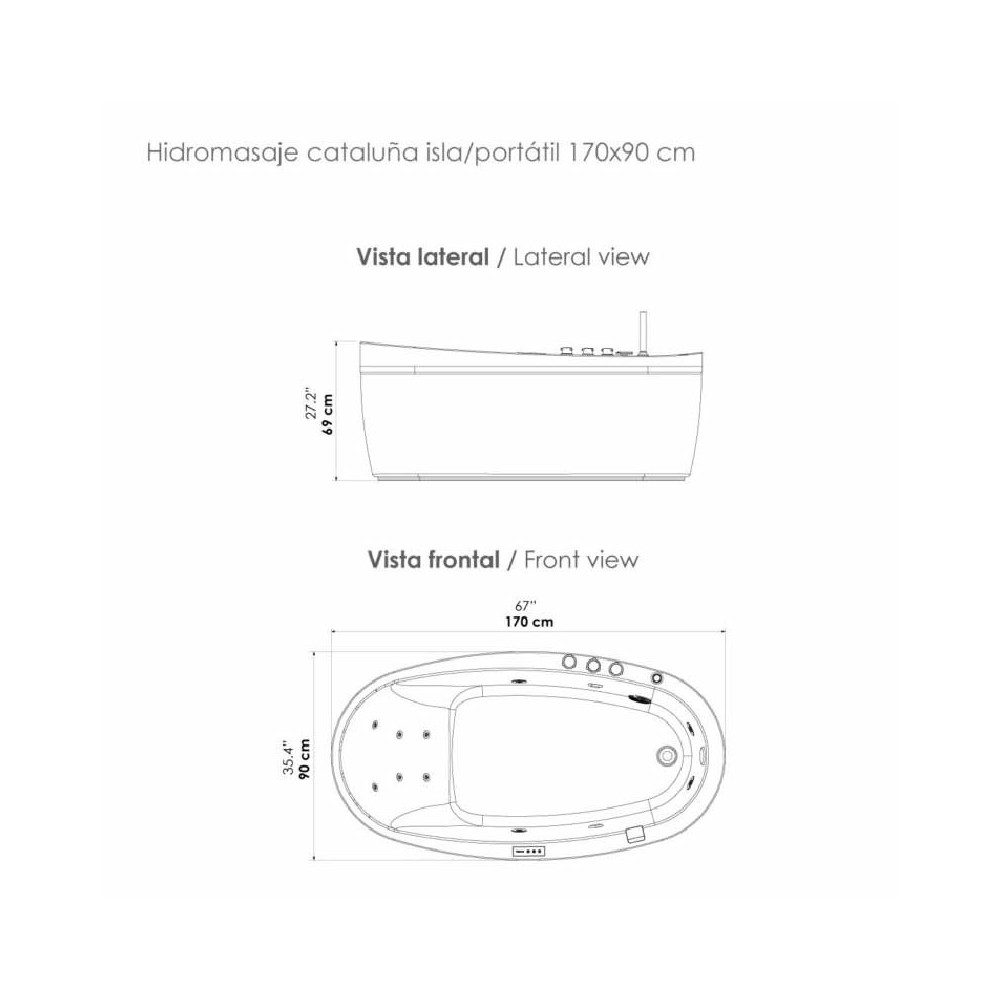 JACUZZI - HIDROMASAJE CATALUÑA 170X90 EMPOTRAR