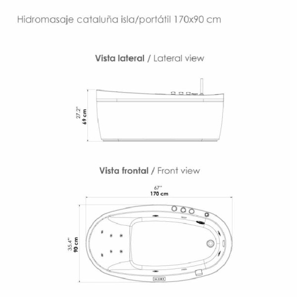 JACUZZI - HIDROMASAJE CATALUÑA 170X90 EMPOTRAR