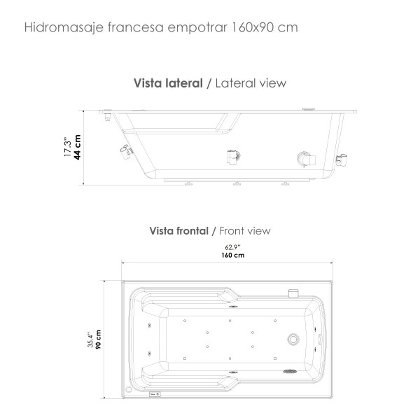 JACUZZI - HIDROMASAJE FRANCESA 160X90  EMPOTRAR