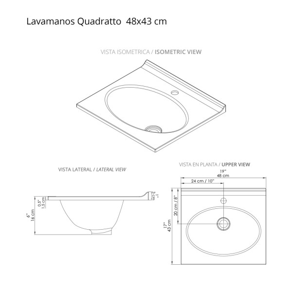 LAVAMANOS QUADRATTO 48X43