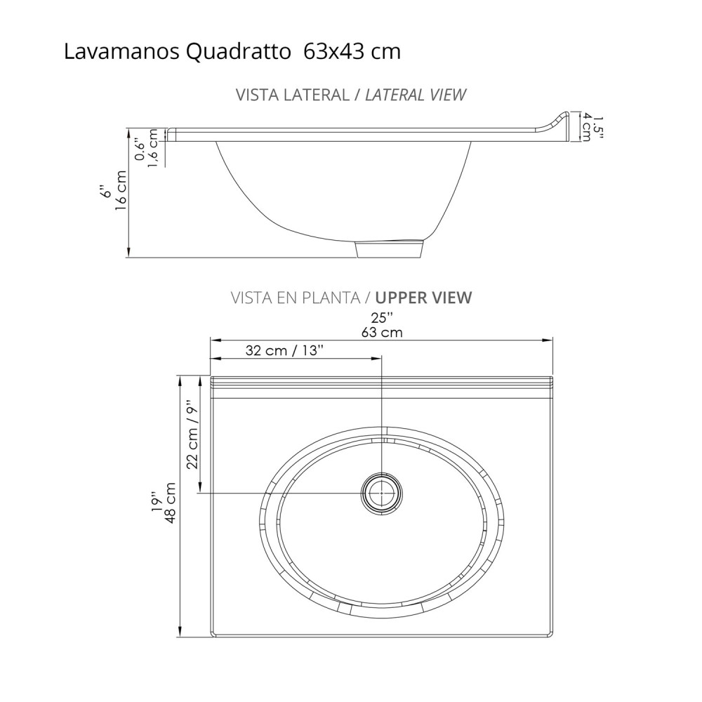 LAVAMANOS QUADRATTO 63x48