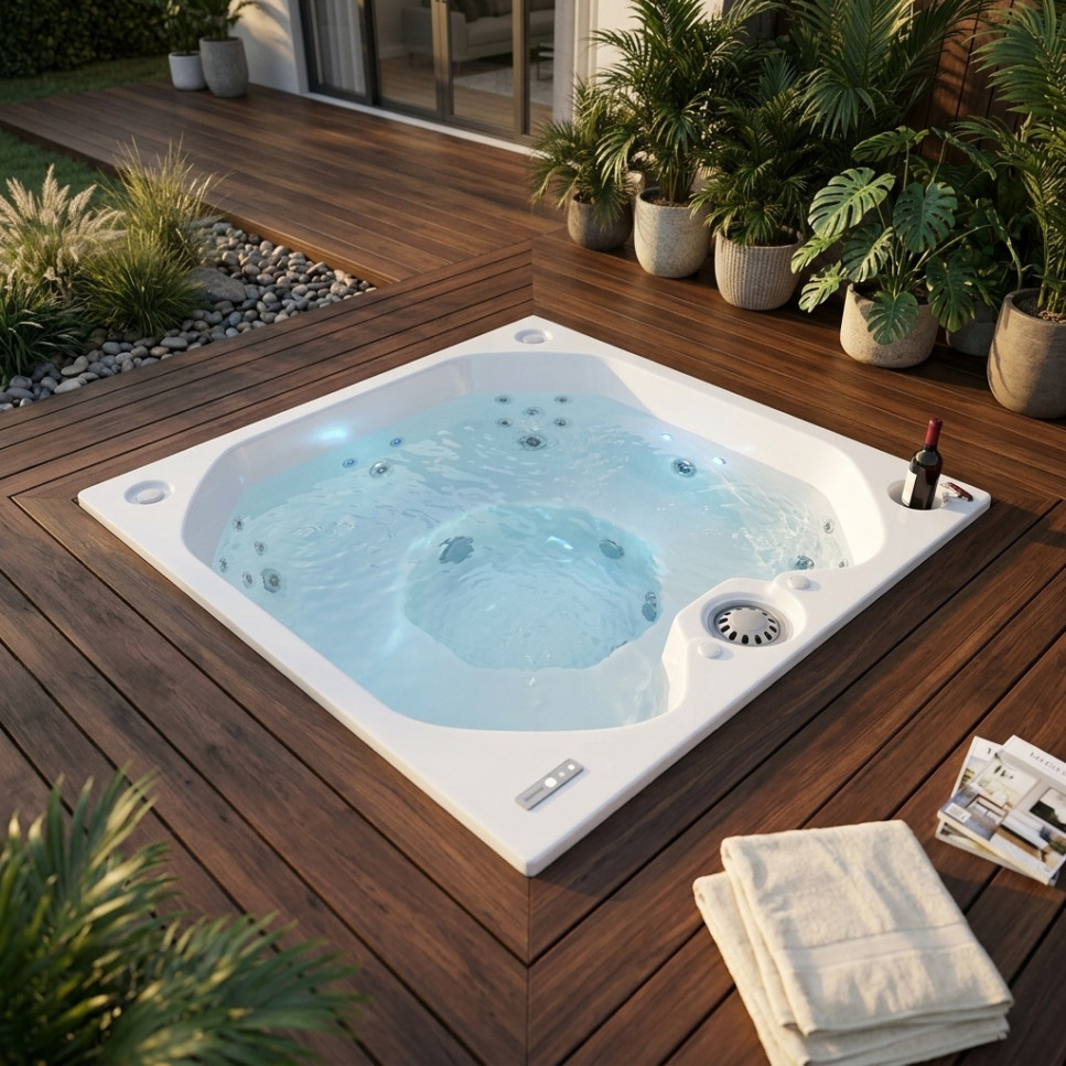 JACUZZI - HIDROMASAJE SANTORINI 180X180  EMPOTRAR (4P)
