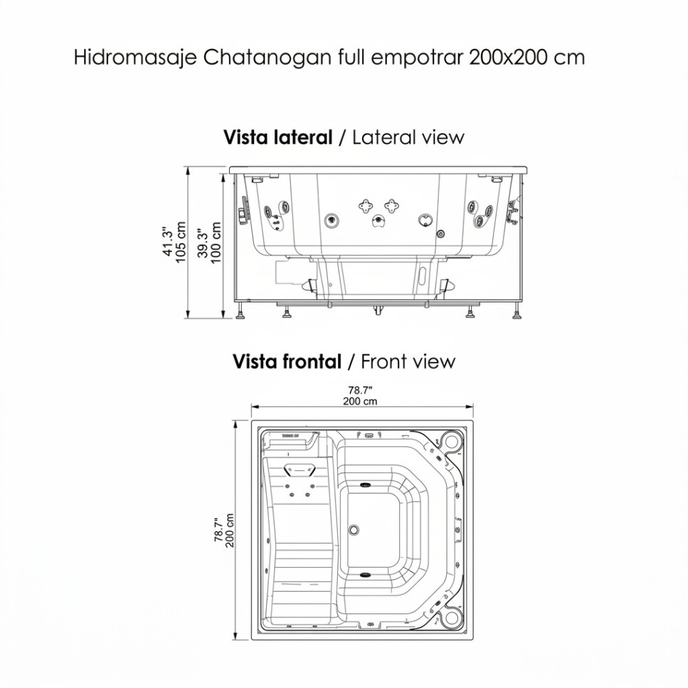JACUZZI - HIDROMASAJE CHATTANOOGAN 200X200 BLANCO (6P)