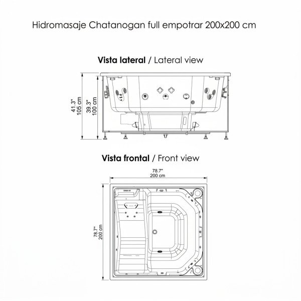 JACUZZI - HIDROMASAJE CHATTANOOGAN 200X200 BLANCO (6P)