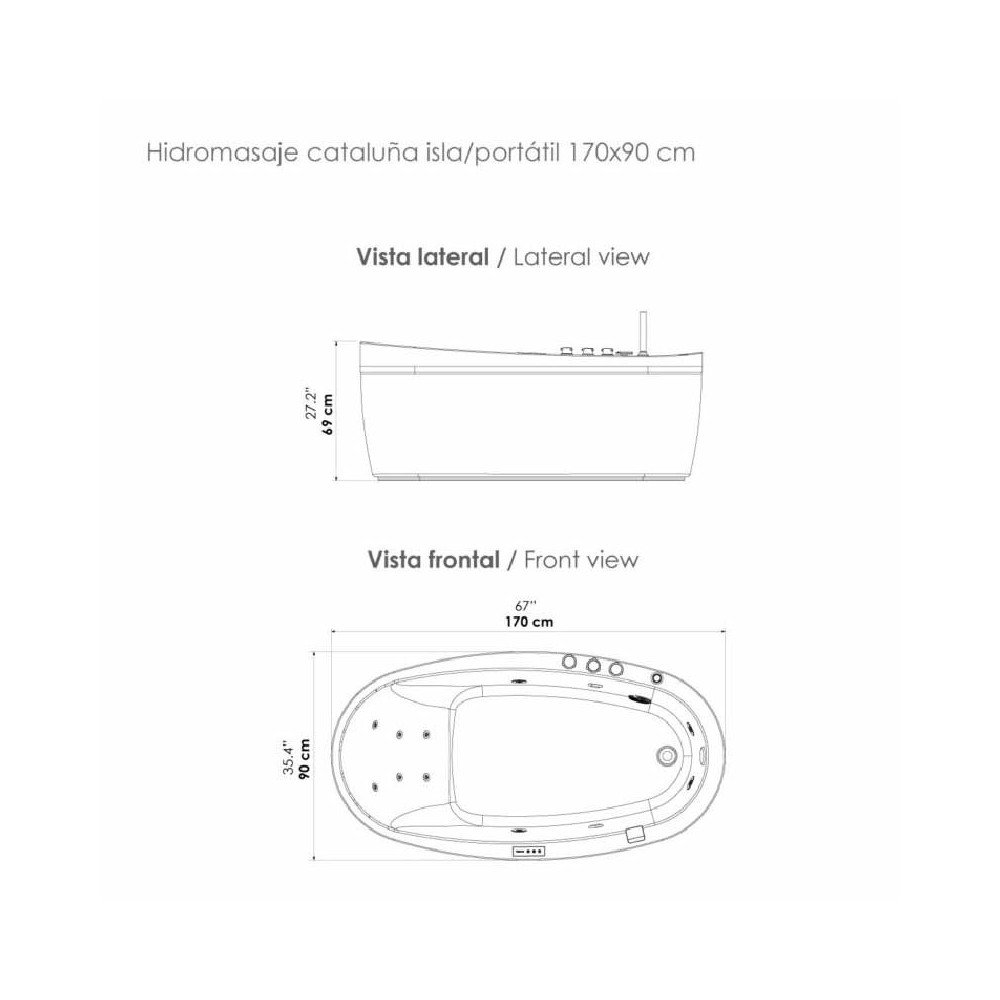 JACUZZI - HIDROMASAJE CATALUÑA ISLA 170X90 (1 PERSONA)