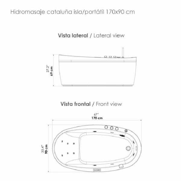 JACUZZI - HIDROMASAJE CATALUÑA ISLA 170X90 (1 PERSONA)
