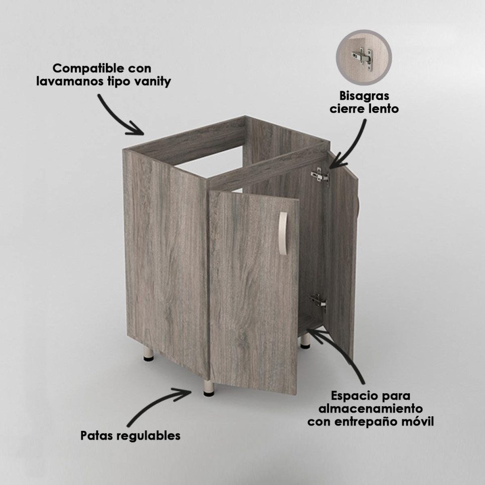 MUEBLE BASICO PISO PARA LVM 63X48 CARBONO/BAUDO