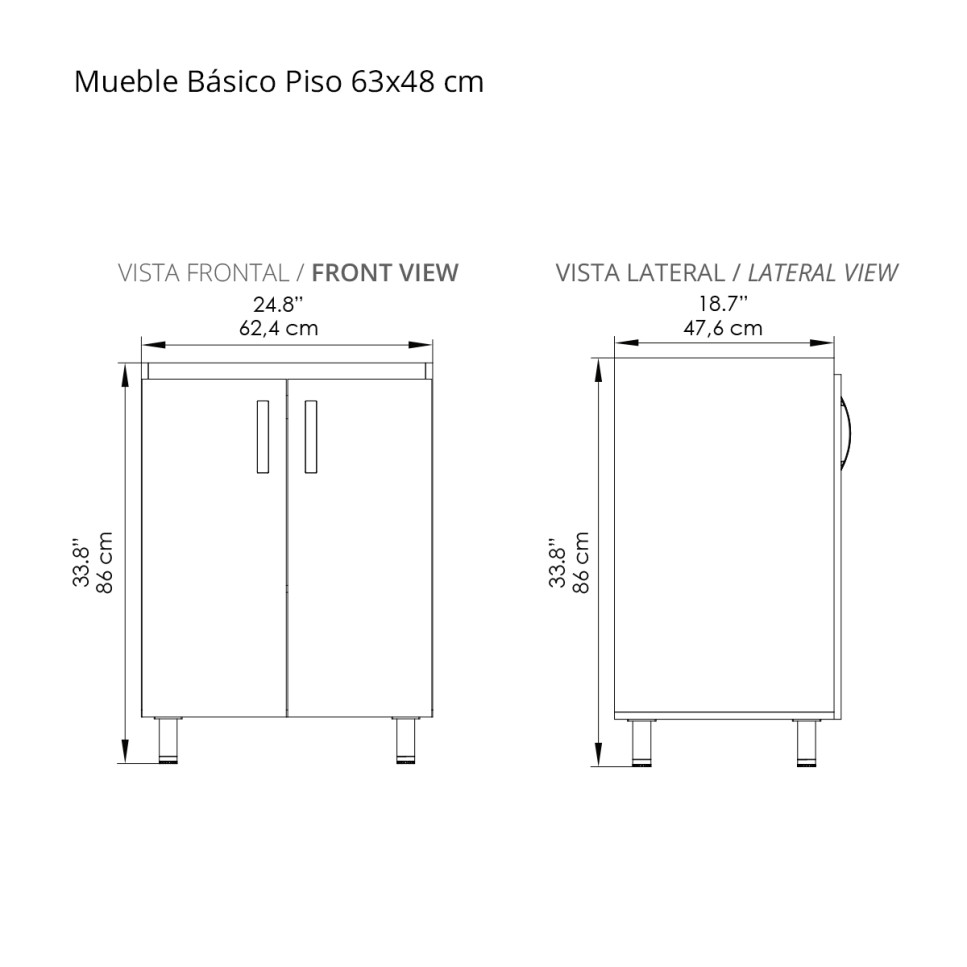 MUEBLE BASICO PISO PARA LVM 63X48 CARBONO/BAUDO