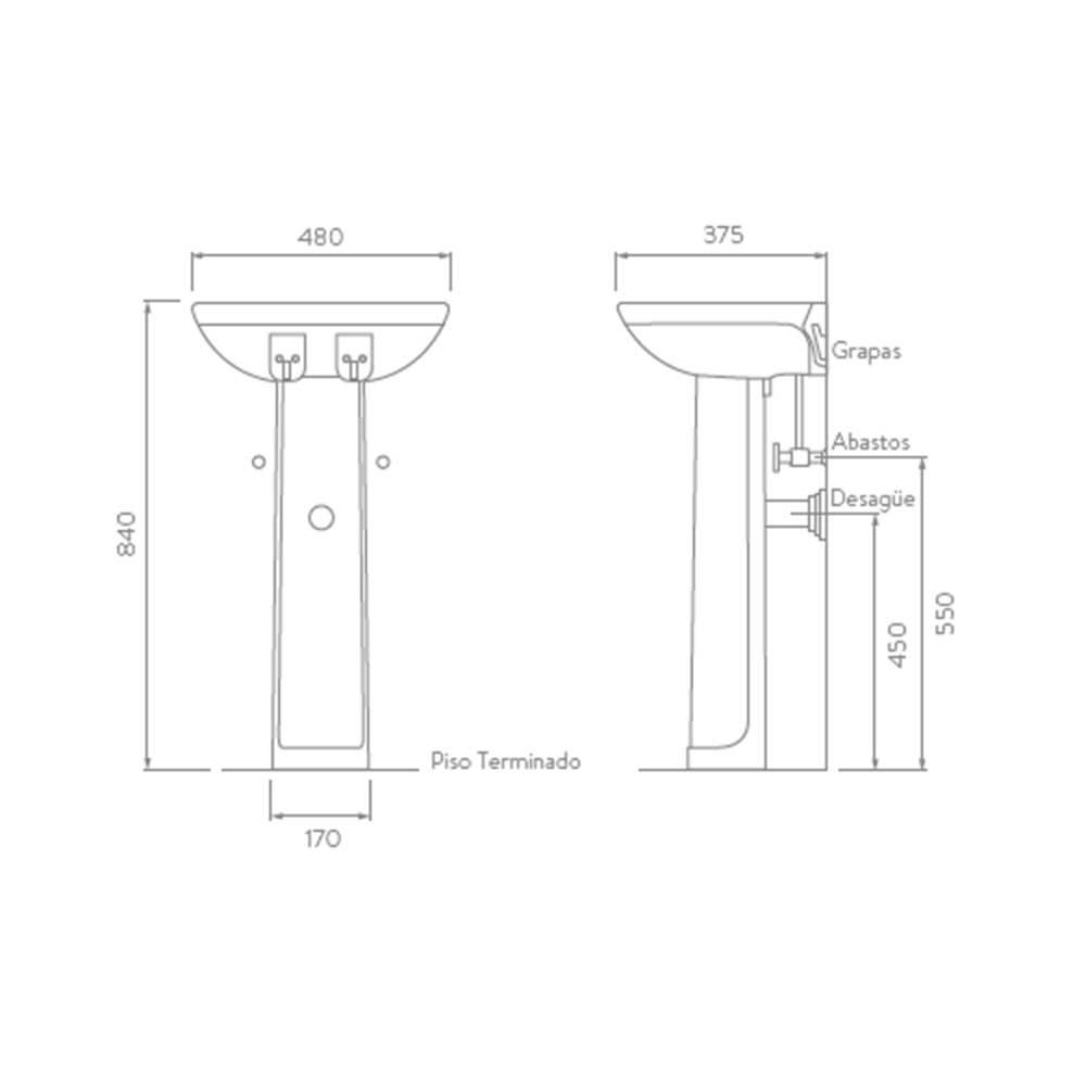 LAVAMANOS ACUACER CON PEDESTAL BLANCO