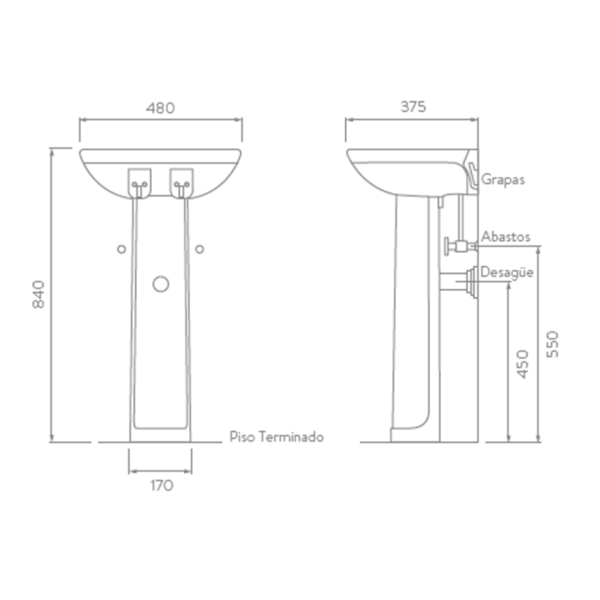 LAVAMANOS ACUACER CON PEDESTAL BLANCO