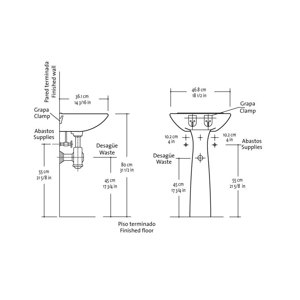 LAVAMANOS MILANO CON PEDESTAL VERONA BLANCO