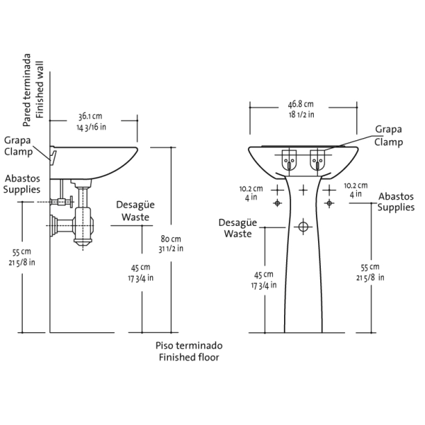 LAVAMANOS MILANO CON PEDESTAL VERONA BLANCO