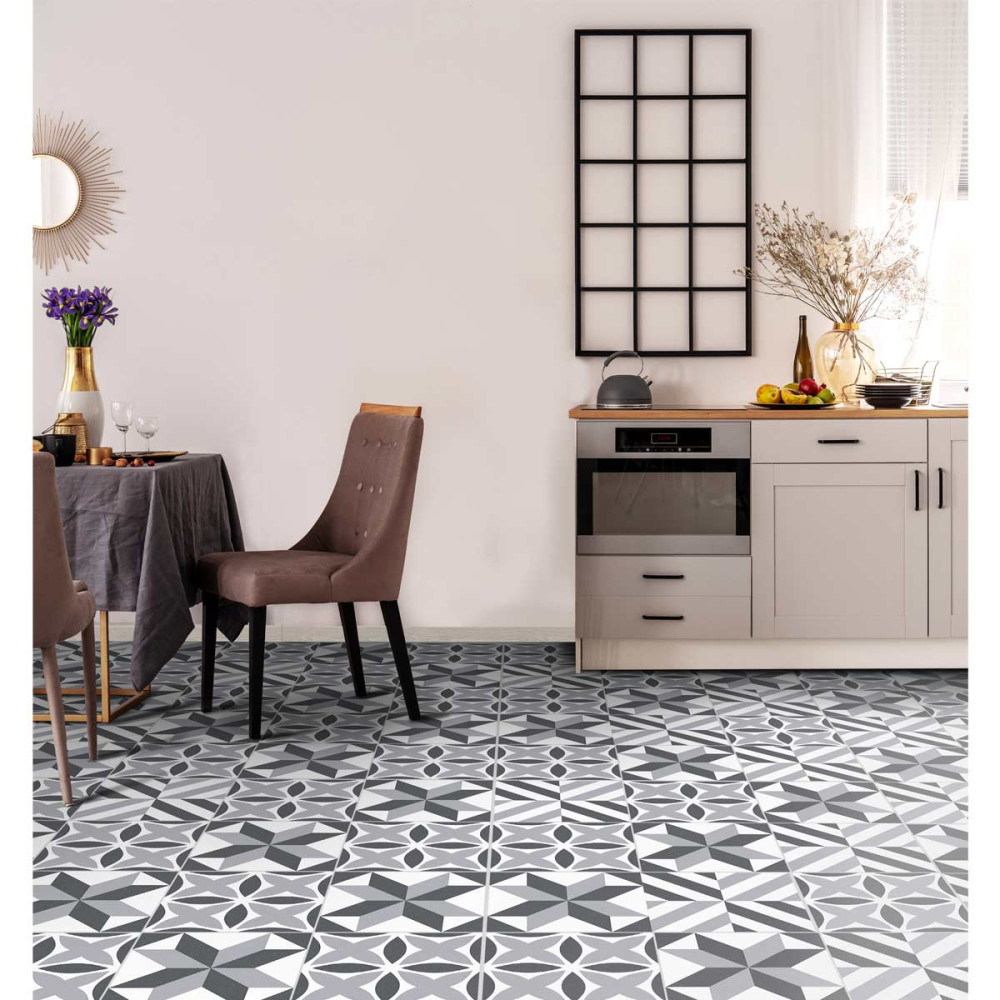 PISO PARED ARGENTA ROMBOS NEGRO 30.6x30.6cm