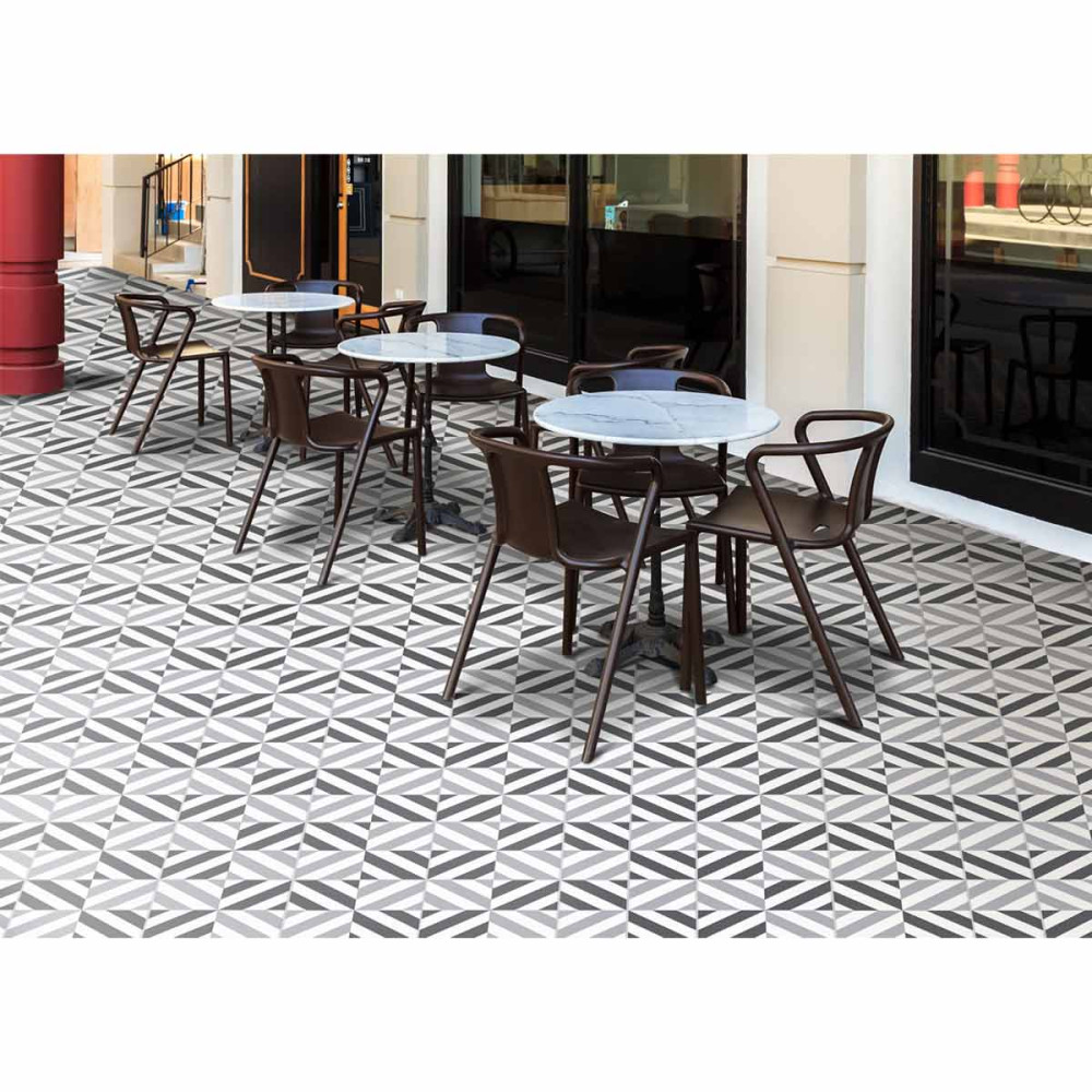 PISO PARED ARGENTA LINEAS NEGRO 30.6x30.6cm