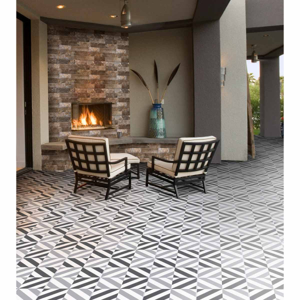 PISO PARED ARGENTA LINEAS NEGRO 30.6x30.6cm