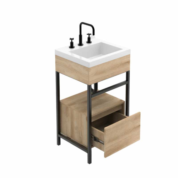 KIT LAVAMANOS OSLO 48X43 BLANCO + MUEBLE GODAI CON CUBO CAJON TRIBECA 1