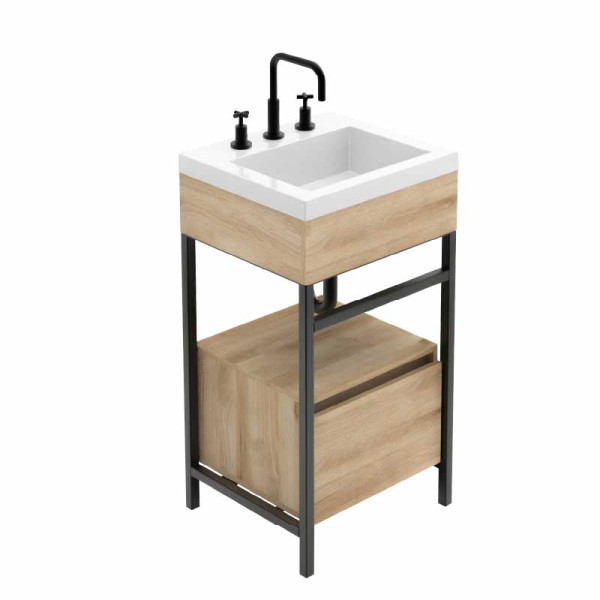 KIT LAVAMANOS OSLO 48X43 BLANCO + MUEBLE GODAI CON CUBO CAJON TRIBECA 1